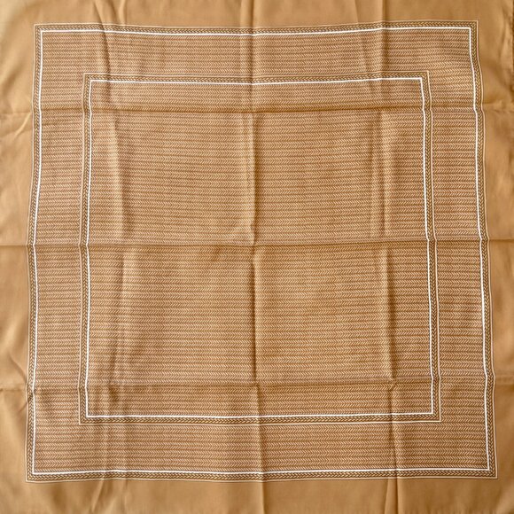 Vintage Beige Chevron Weave Print Polyester Square Scarf 27" X 27" Japan White - Picture 3 of 13